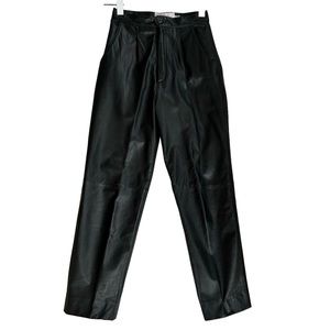 Lerner Leather Pants High Waisted Black Straight Leg